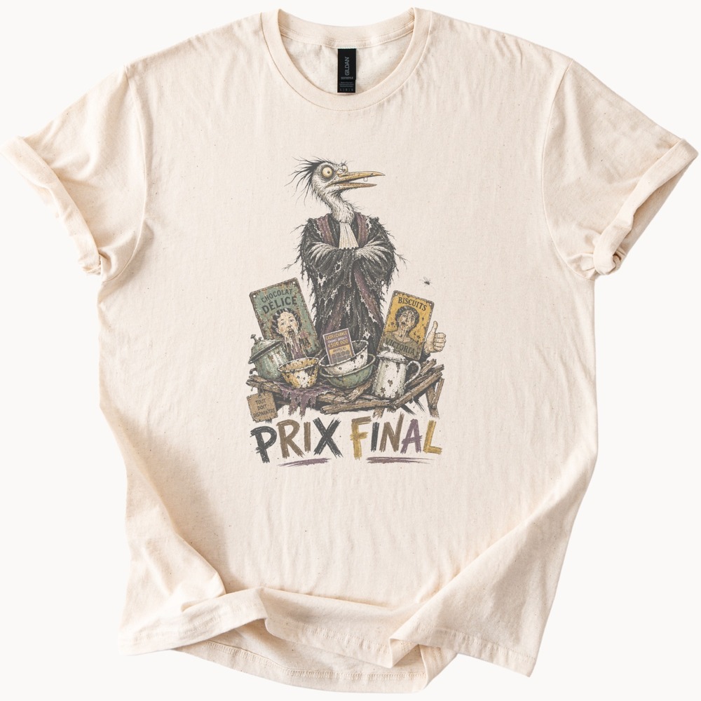 Woodcut Style Dark Humor Bird Graphic Tee - Picture 2 of 5